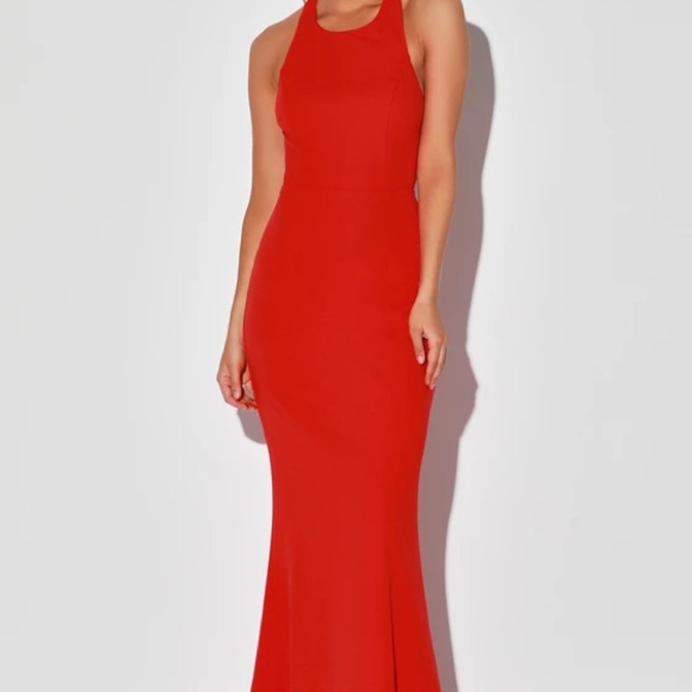 Lulu's Red Halter Maxi Dress